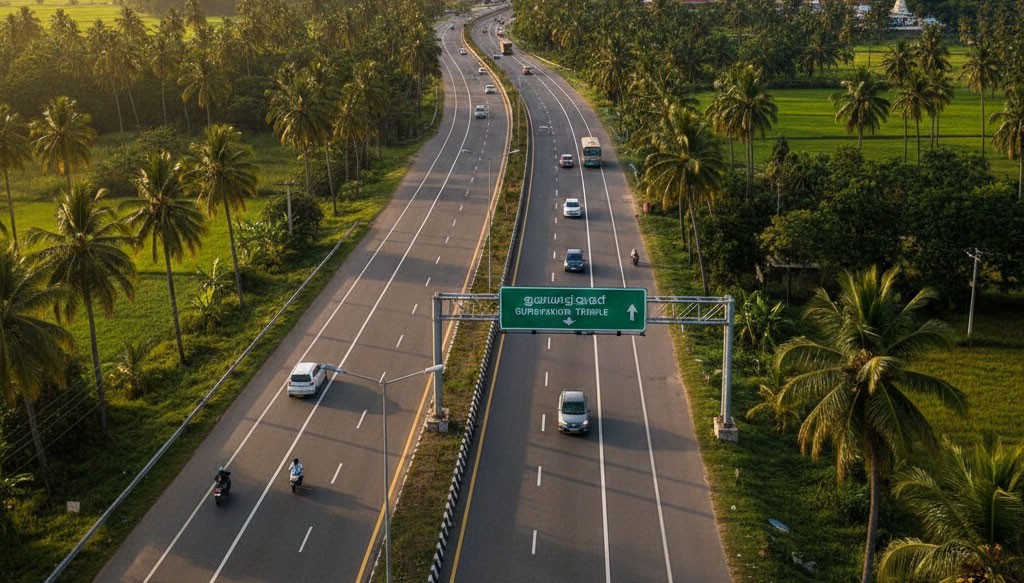 Scenic route from Cochin Airport to Guruvayur